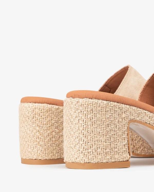 Dillon Suede Beige Wedge Heel - Popa