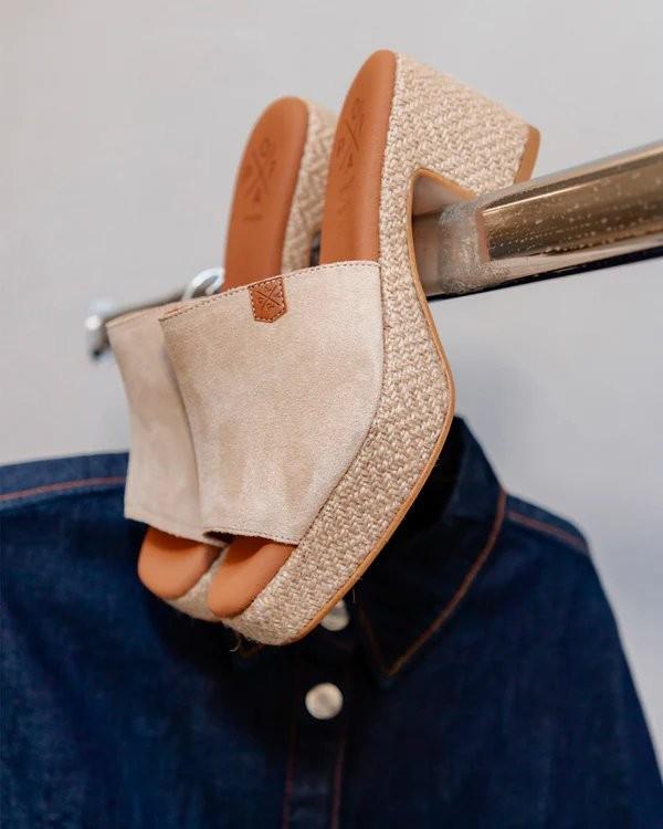 Dillon Suede Beige Wedge Heel - Popa