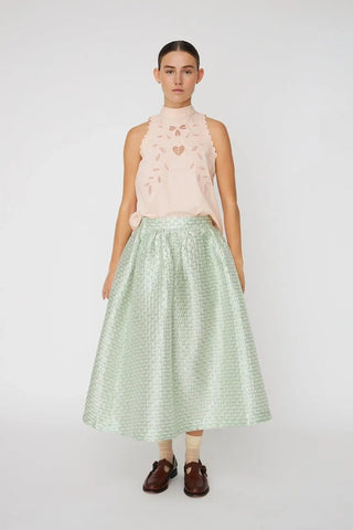 Embroidery Anglaise Halterneck Top  Soft Powder