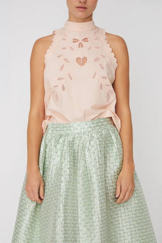 Embroidery Anglaise Halterneck Top  Soft Powder
