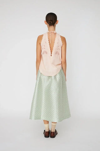 Embroidery Anglaise Halterneck Top  Soft Powder