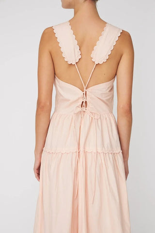 Embroidery Anglaise Maxi Strap Dress  Soft Powder