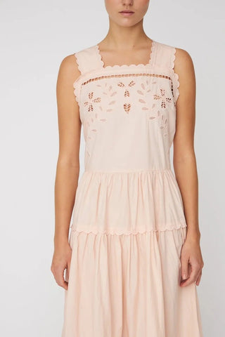 Embroidery Anglaise Maxi Strap Dress  Soft Powder