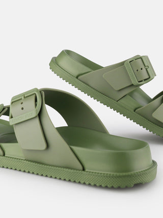 Elise Kaki Sandals with Buckles