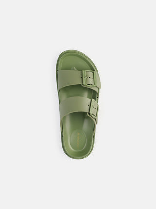 Elise Kaki Sandals with Buckles