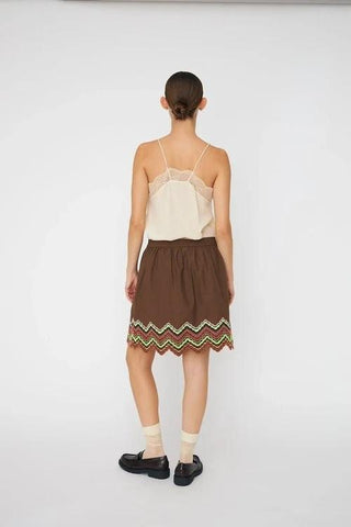 Embroidered Skirt  Brown