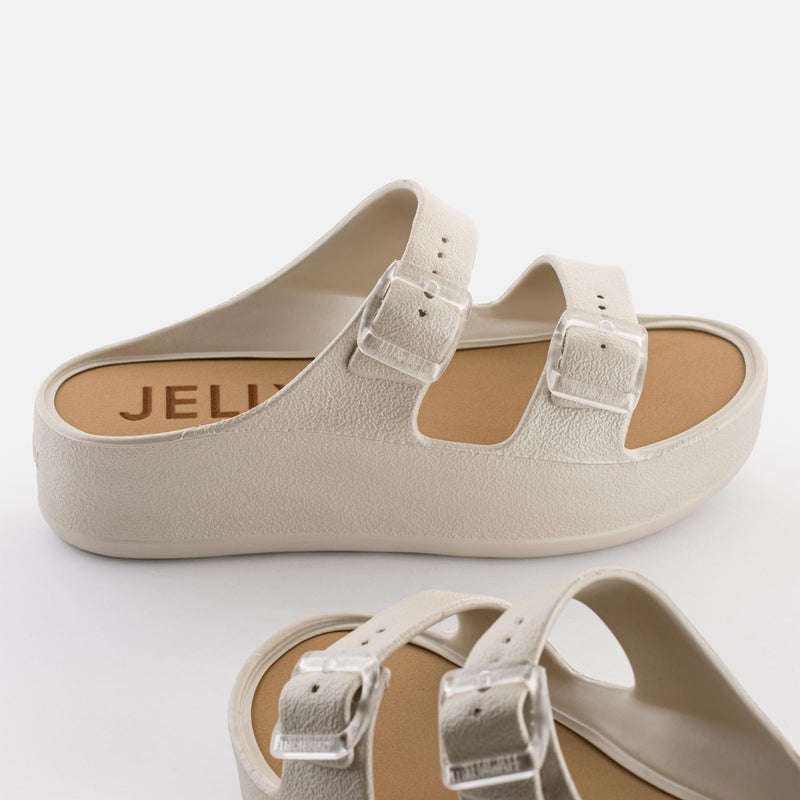 FENIX 03 Vegan Metallic Warm Grey Sandals With Buckles - Lemon Jelly