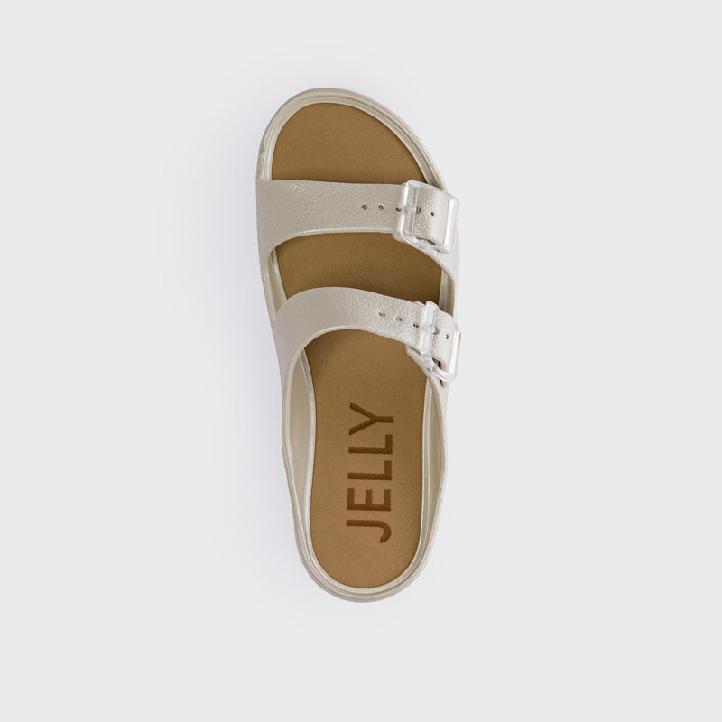 FENIX 03 Vegan Metallic Warm Grey Sandals With Buckles - Lemon Jelly