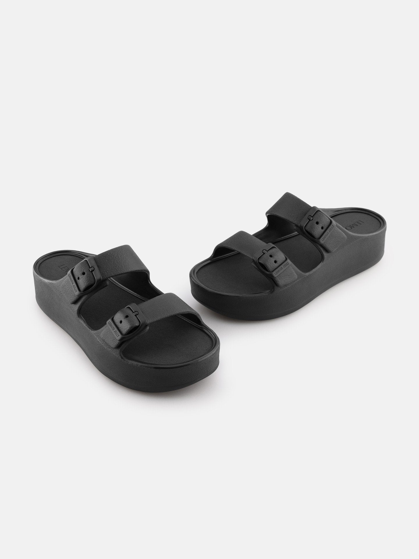 Fenix Black Vegan Black Buckle Sandals
