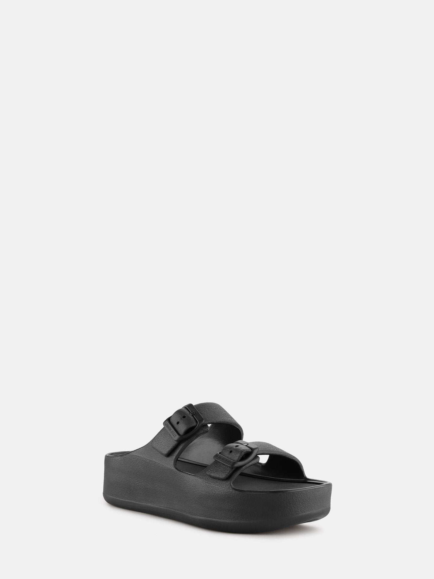 Fenix Black Vegan Black Buckle Sandals