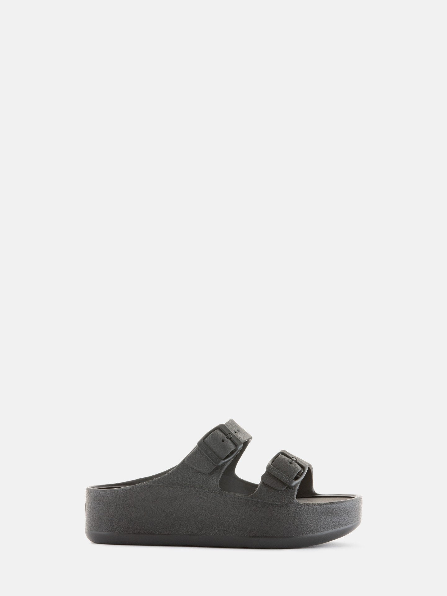 Fenix Black Vegan Black Buckle Sandals