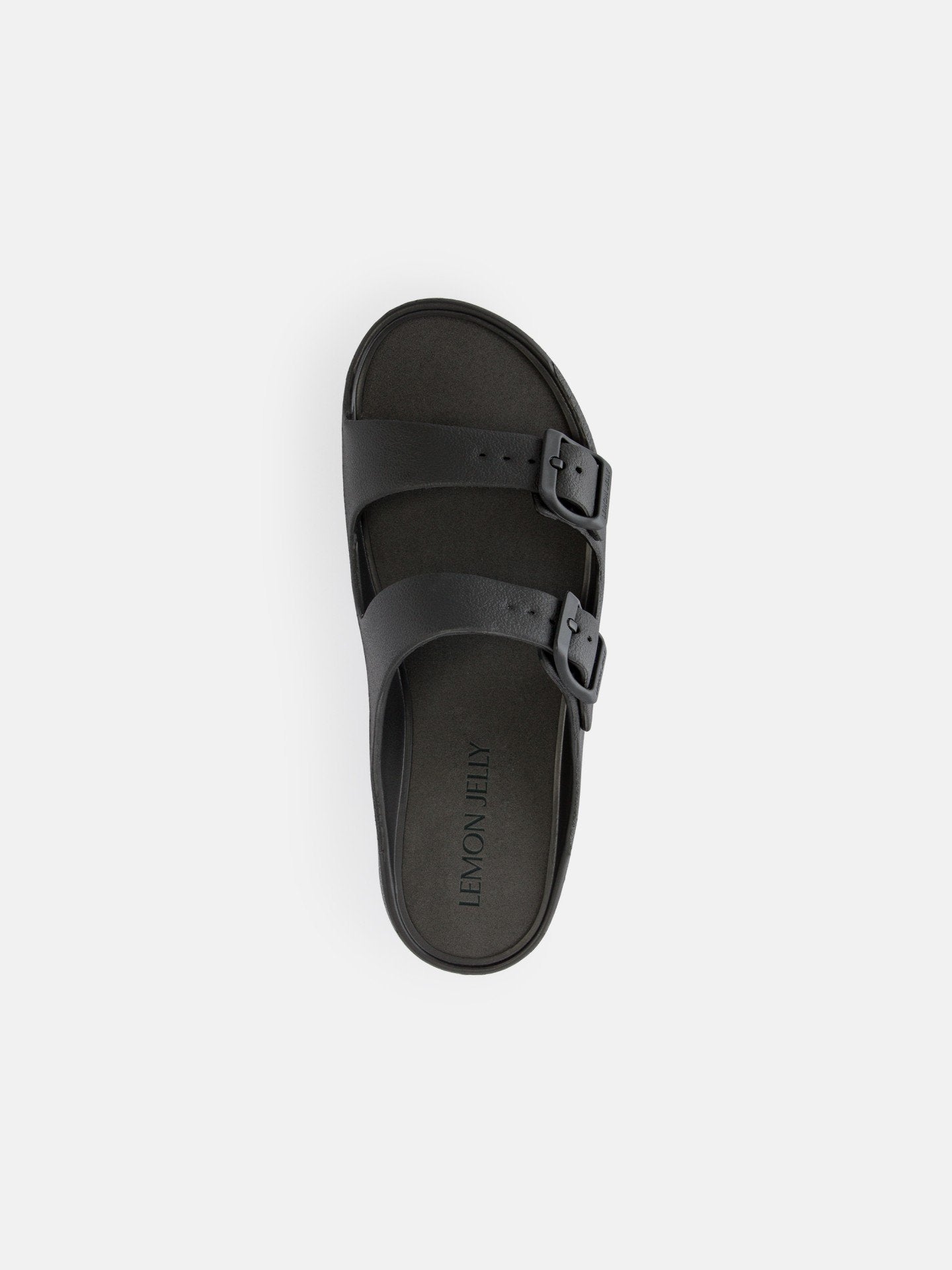 Fenix Black Vegan Black Buckle Sandals