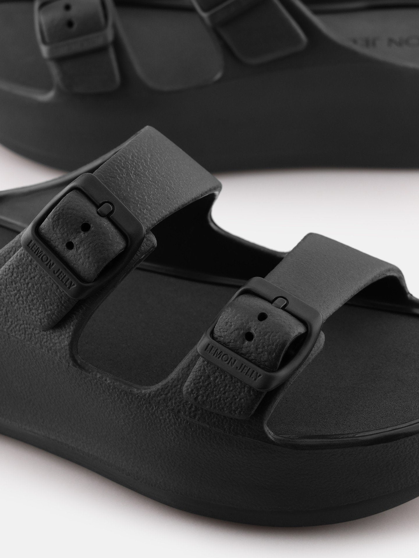 Fenix Black Vegan Black Buckle Sandals