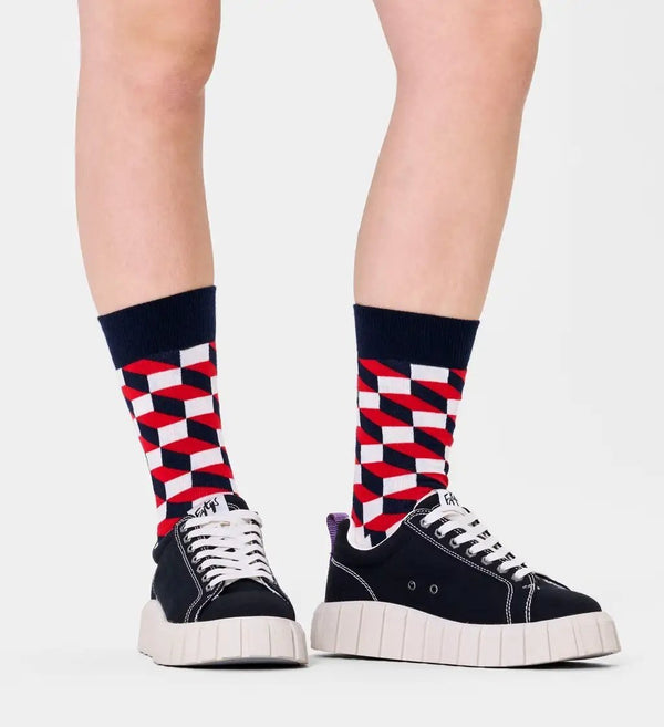 Filled Optic Sock Red & Navy - Happy Socks