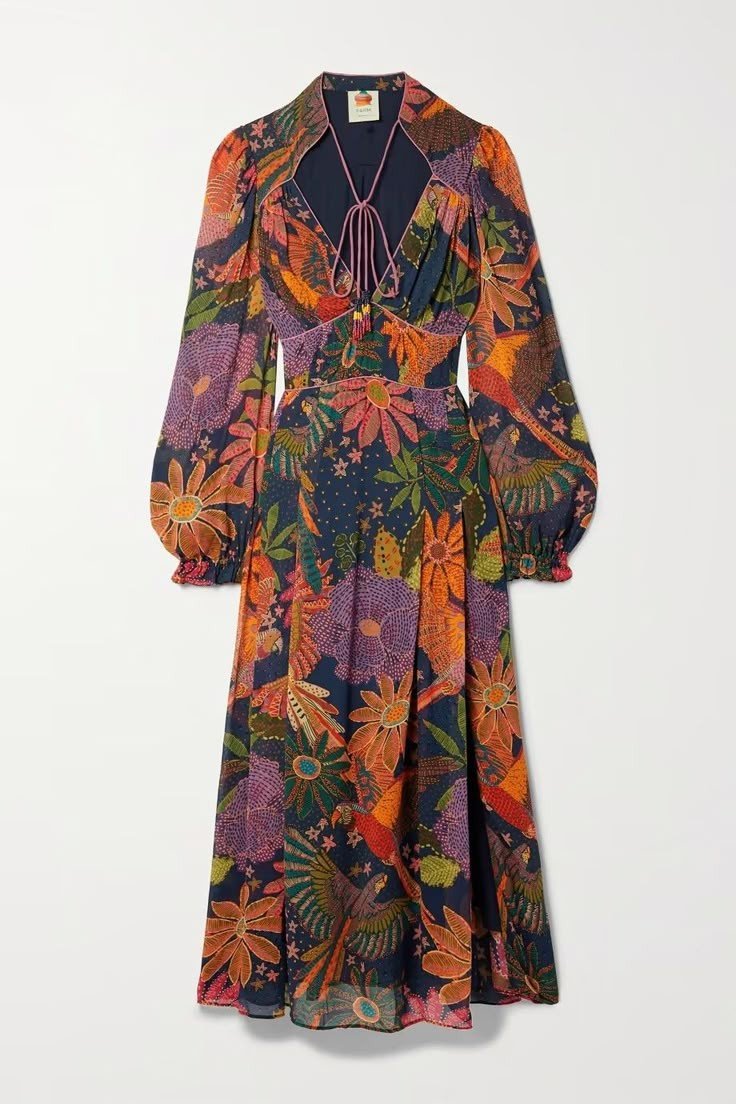 Cool Macaw Navy Midi Dress - FARM Rio