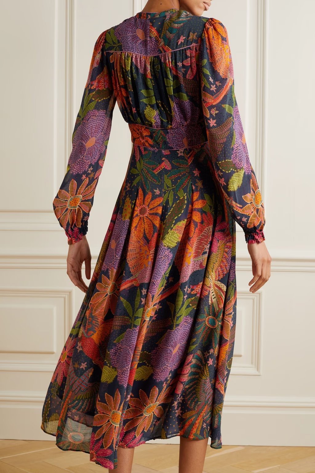 Cool Macaw Navy Midi Dress - FARM Rio