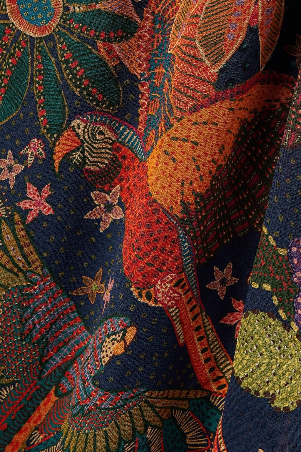 Cool Macaw Navy Midi Dress - FARM Rio