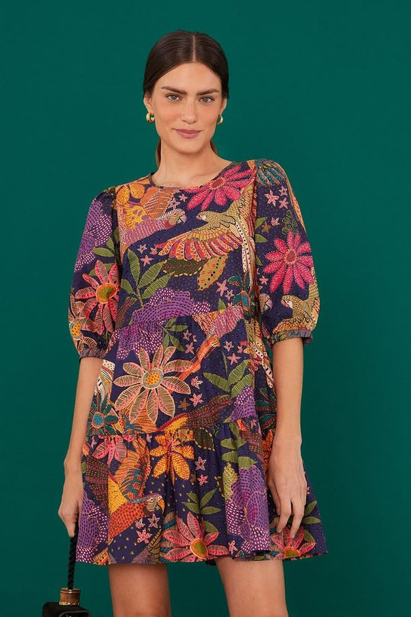 Cool Macaw Navy Mini dress - FARM Rio