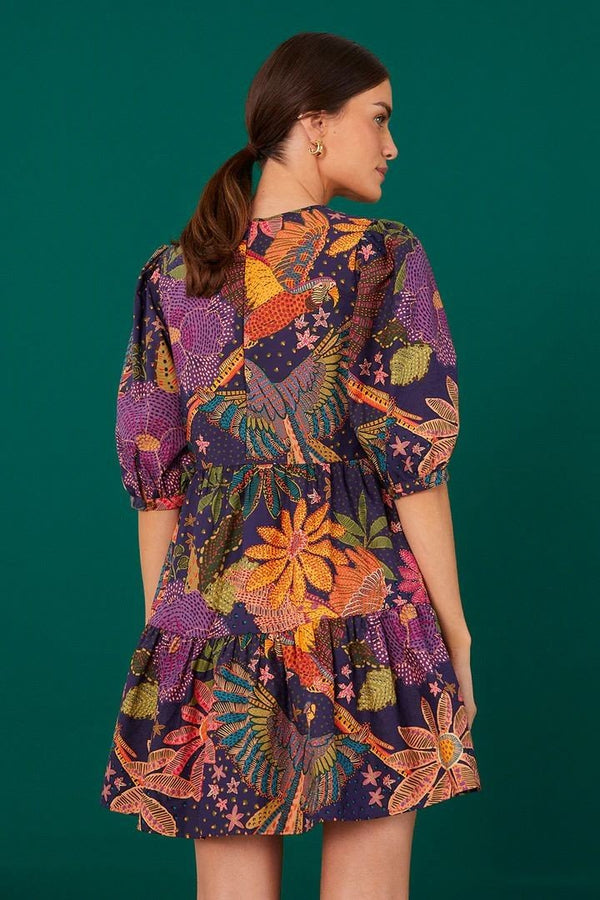 Cool Macaw Navy Mini dress - FARM Rio