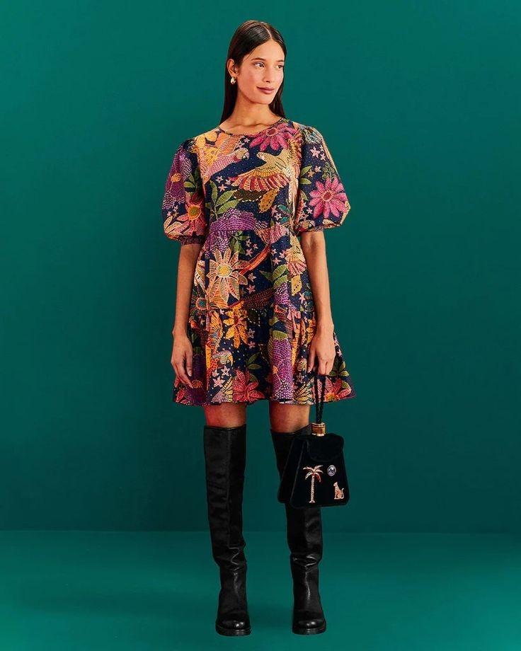 Cool Macaw Navy Mini dress - FARM Rio