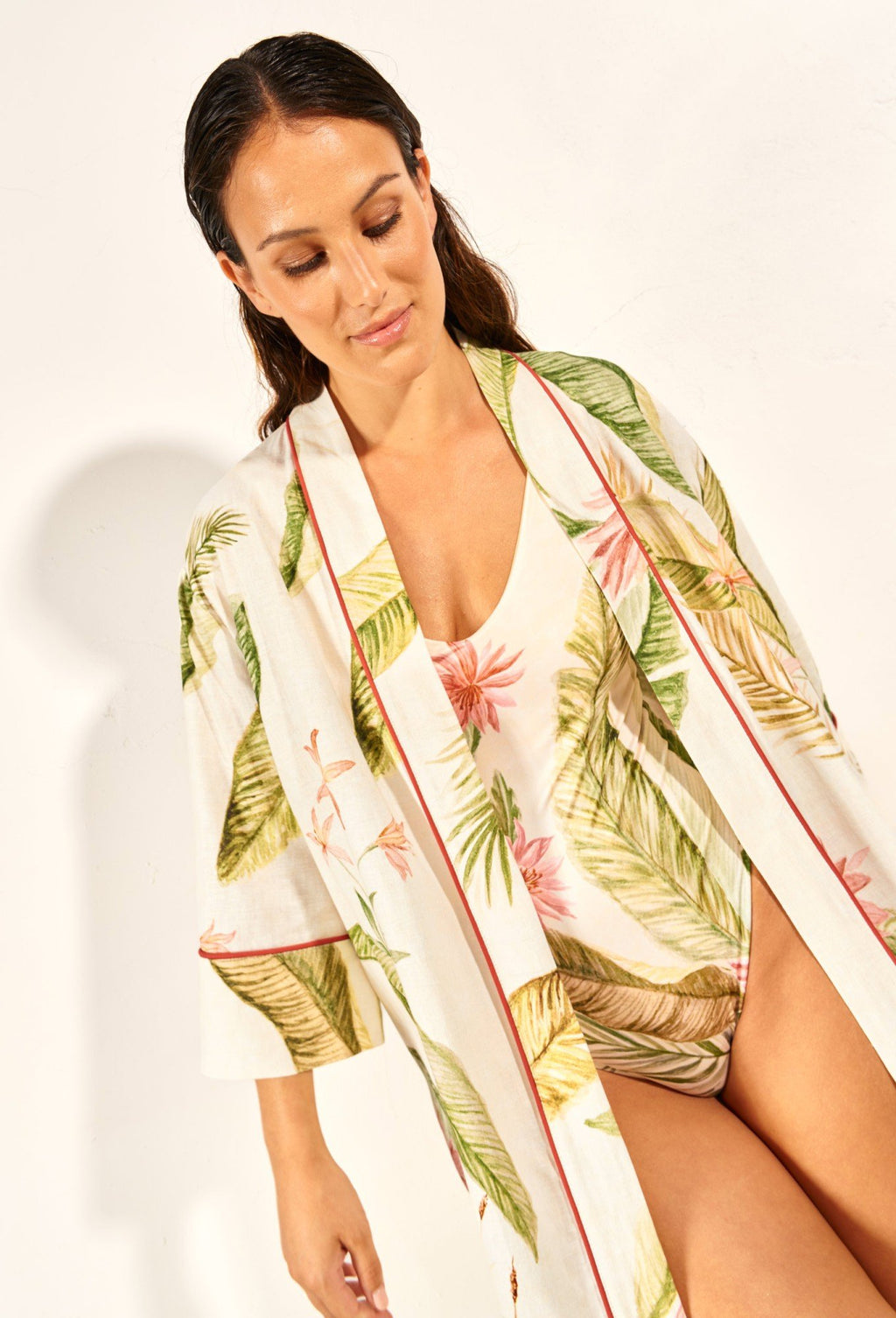 Paradise Long Kimono - GreenKiss