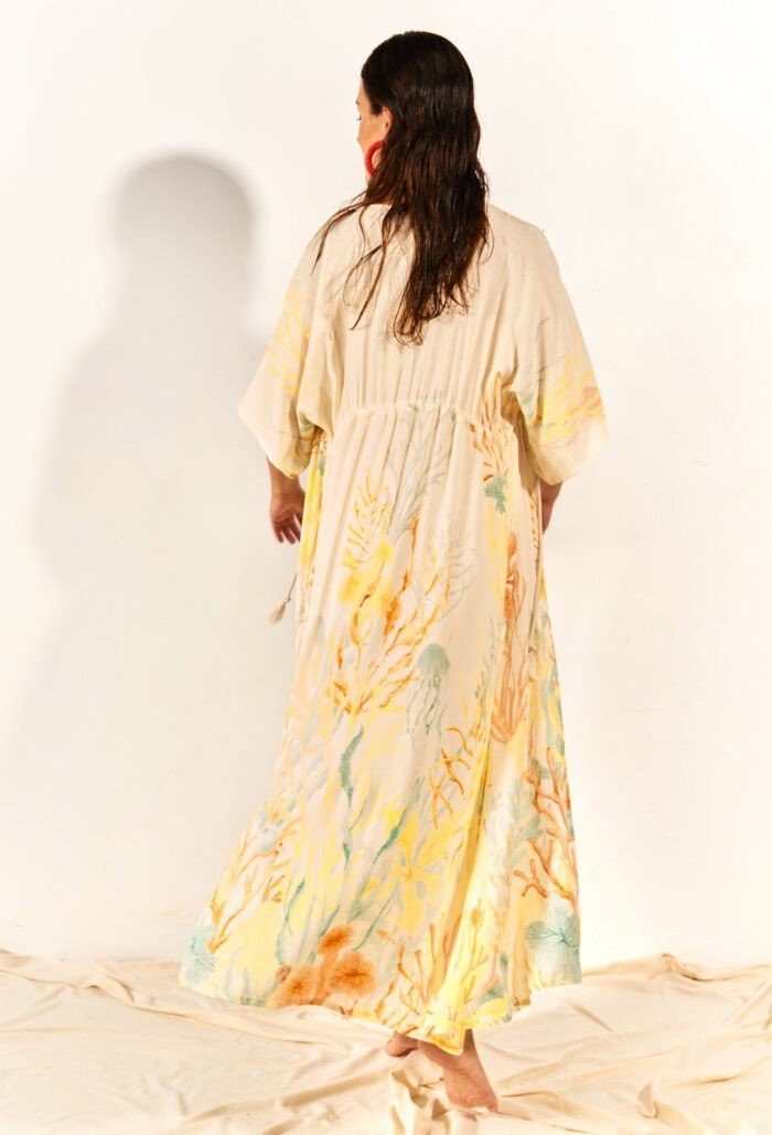 Coral Reef Long Kimono - GreenKiss