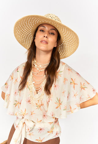 Flower Wrap Blouse - GreenKiss