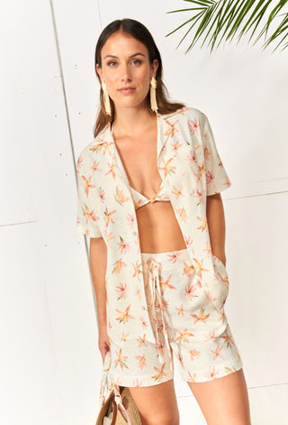 Flower Drawstring Short - GreenKiss