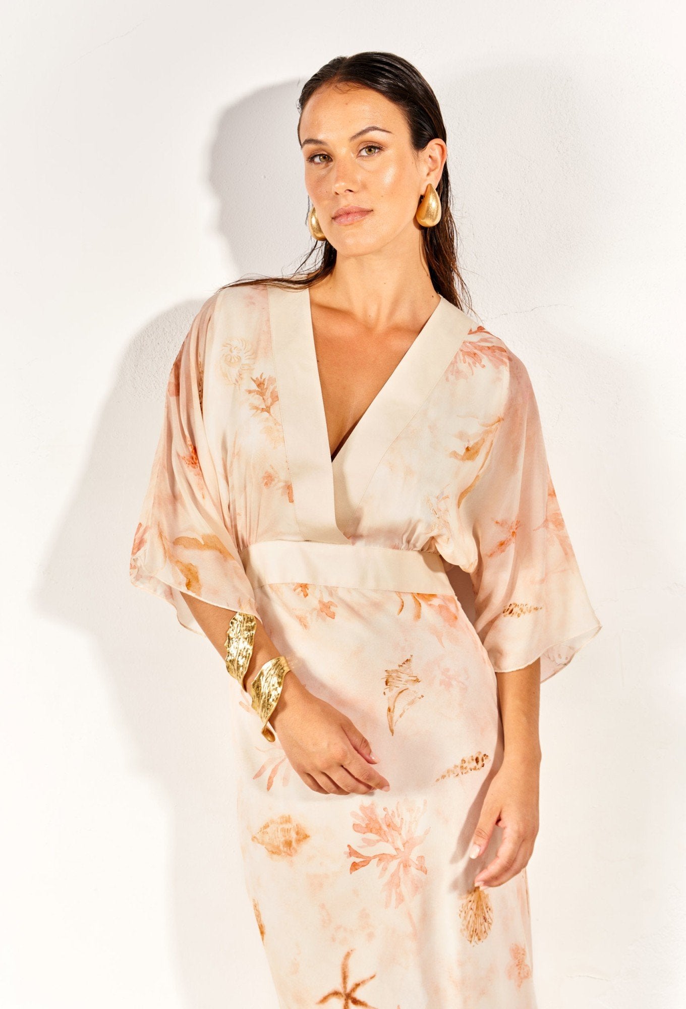 Sea Bliss V-Neck Long Dress - GreenKiss