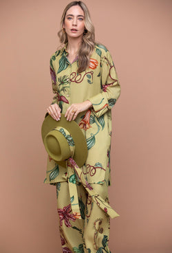 Botanic Liocel Oversized Shirt Side Opening - GreenKiss