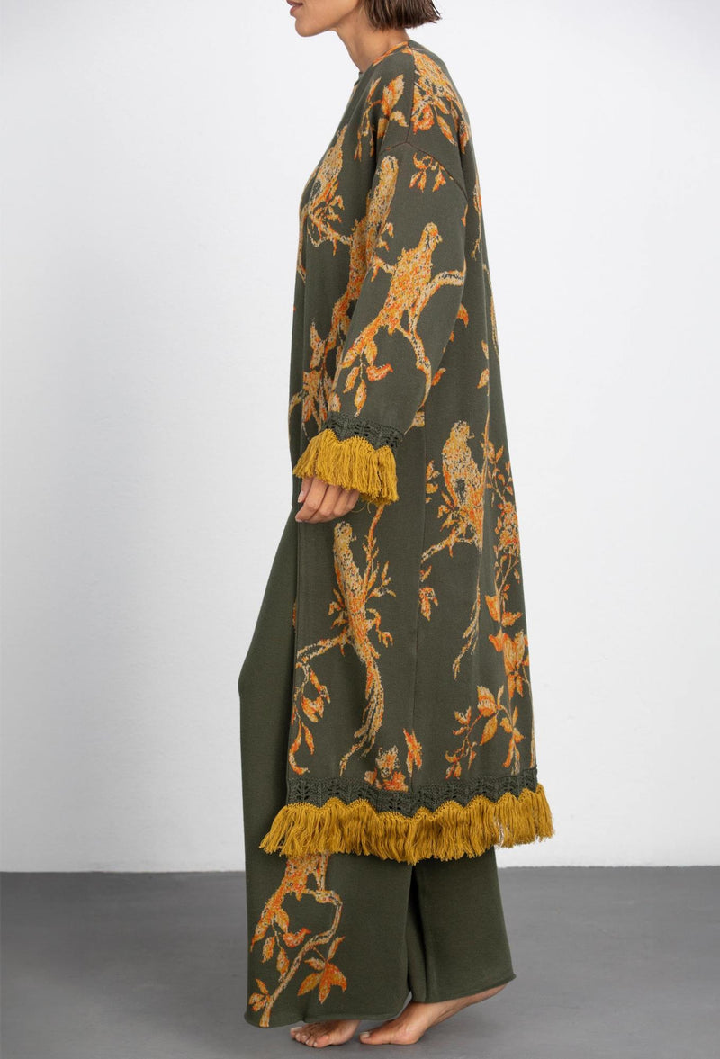 Jacquard Birdie Kimono - GreenKiss