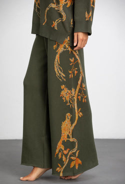 Jacquard Birdie Trousers - GreenKiss