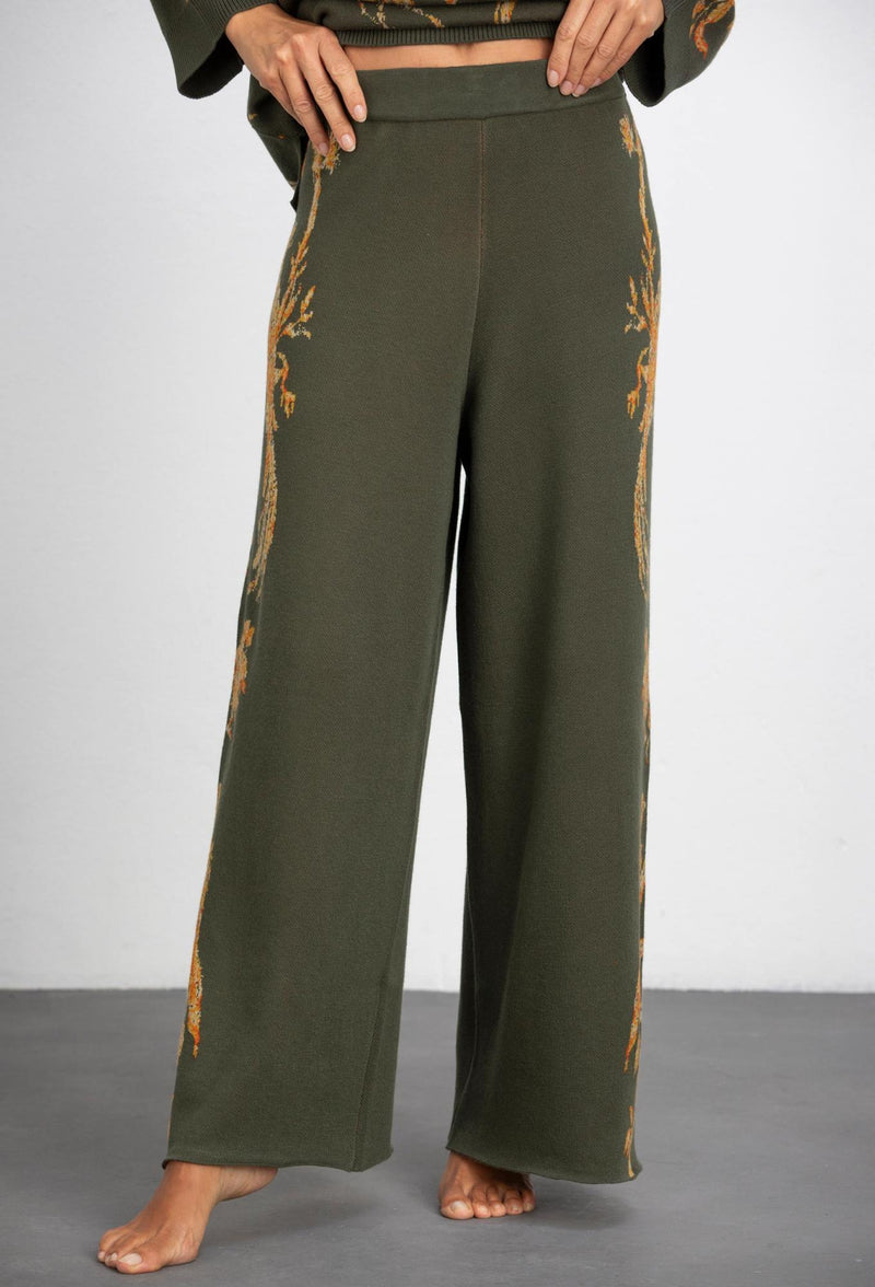 Jacquard Birdie Trousers - GreenKiss