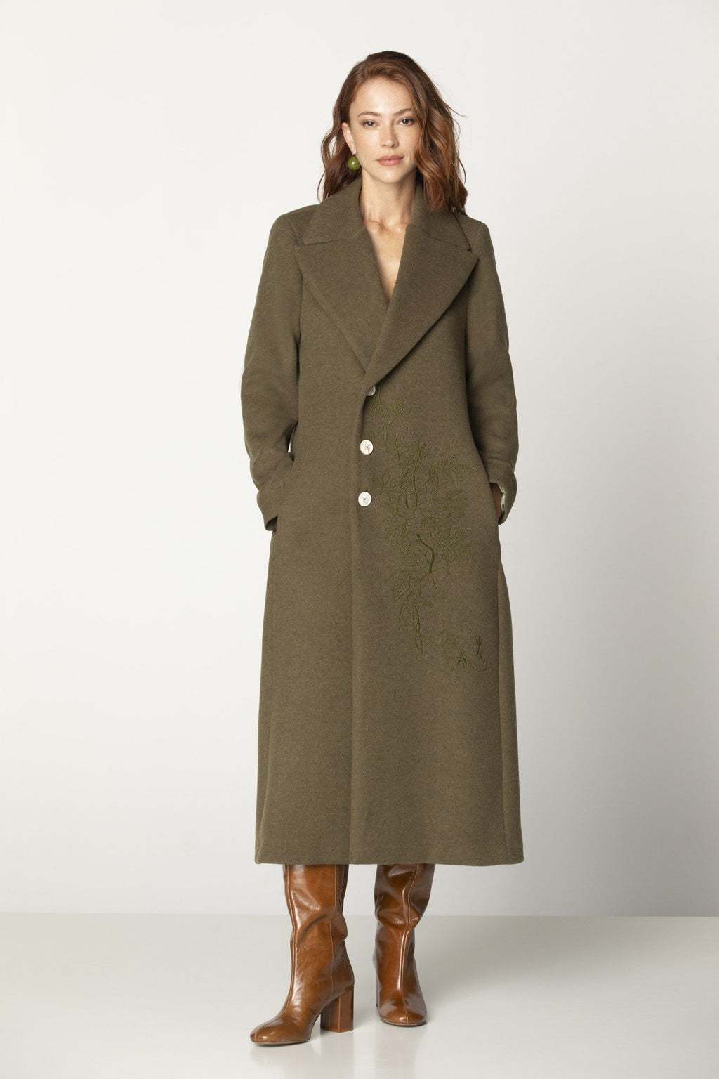 Long Wool Green Coat
