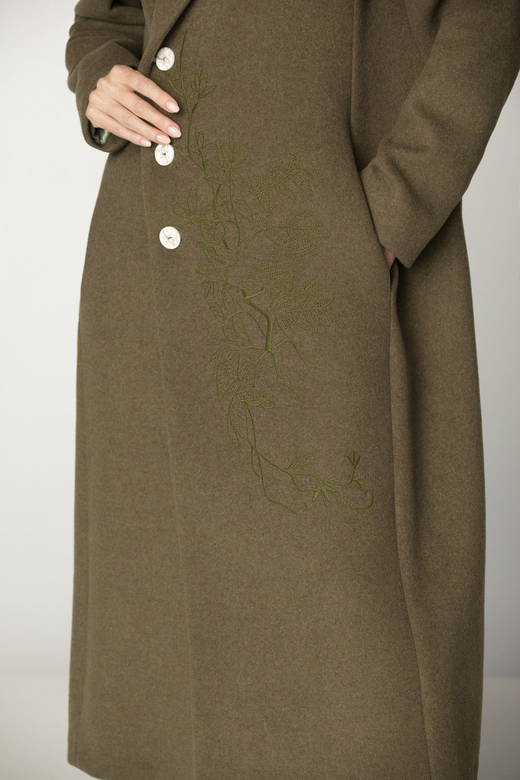 Long Wool Green Coat