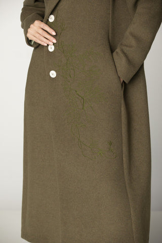 Long Wool Green Coat