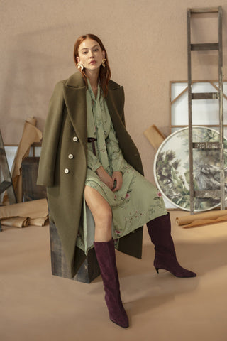 Long Wool Green Coat