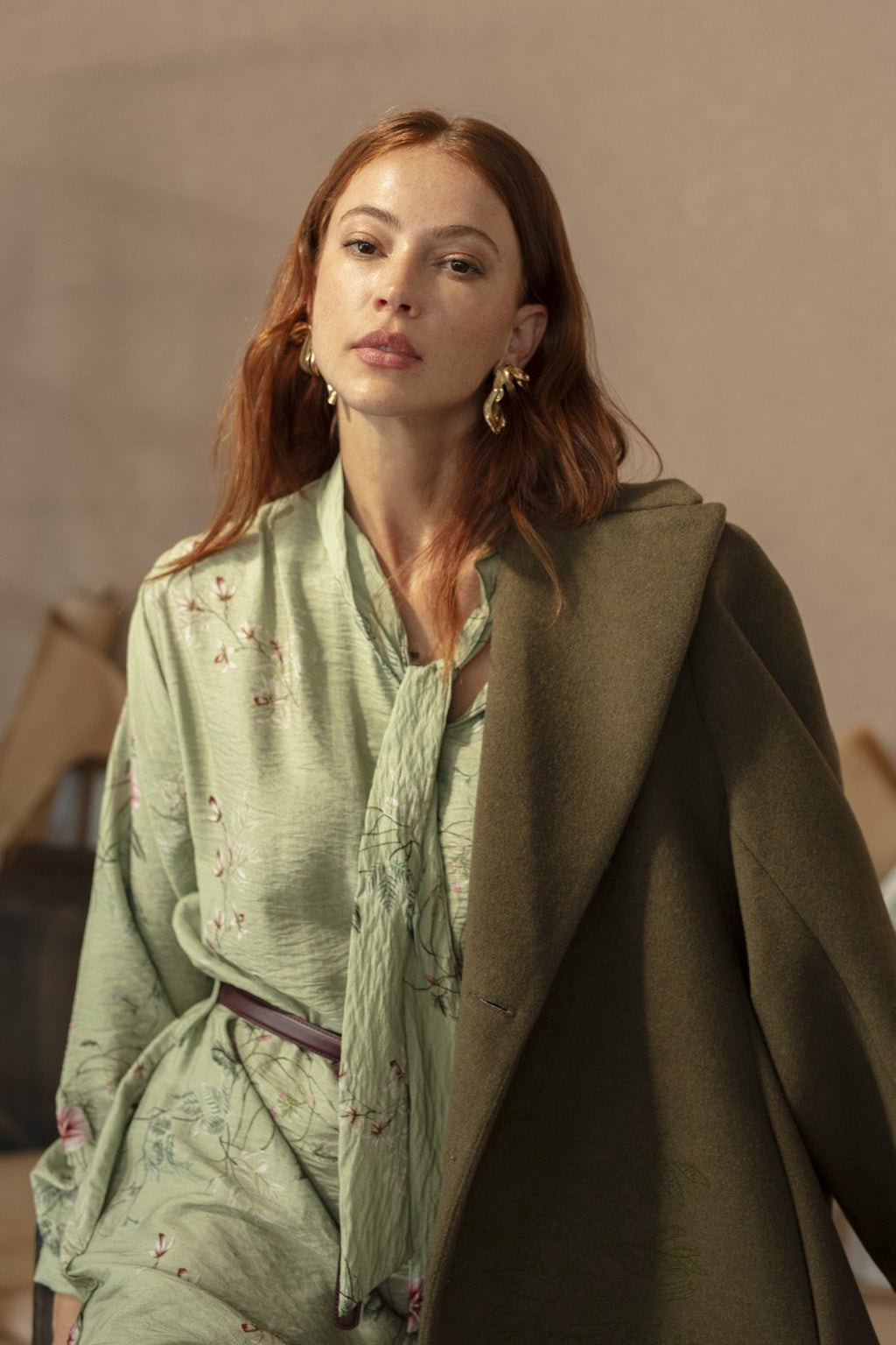 Long Wool Green Coat