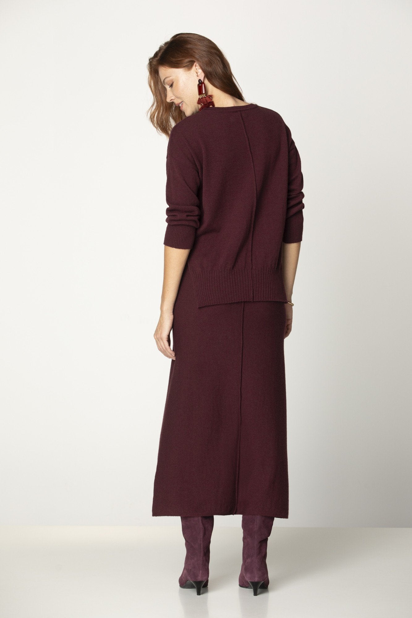 Knit Round Neck Bordeaux Sweater