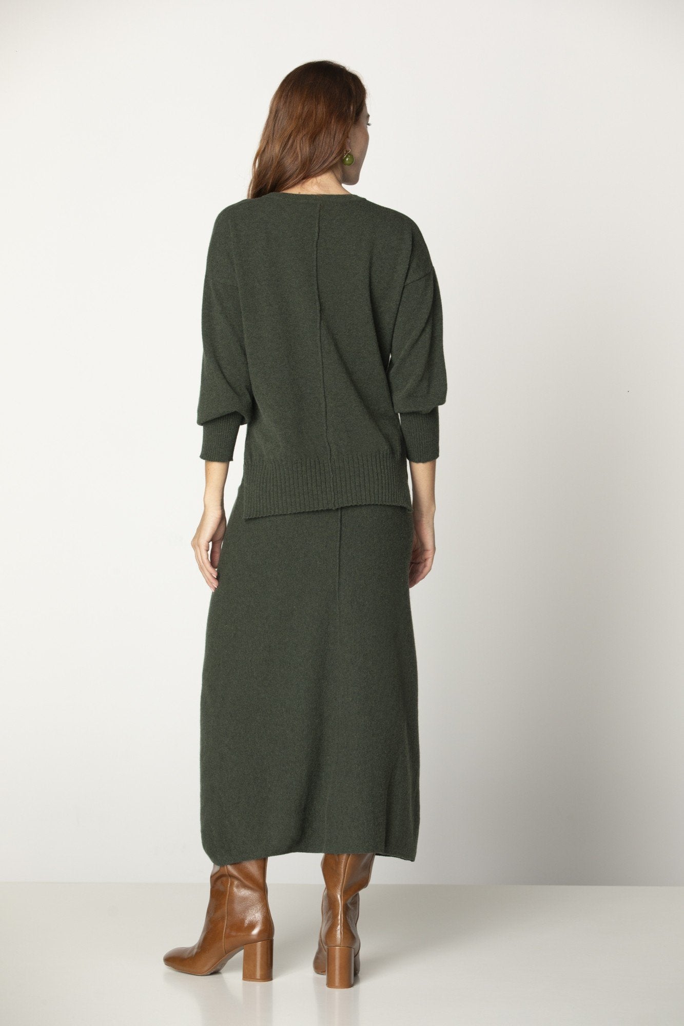 Knit Round Neck Green Sweater