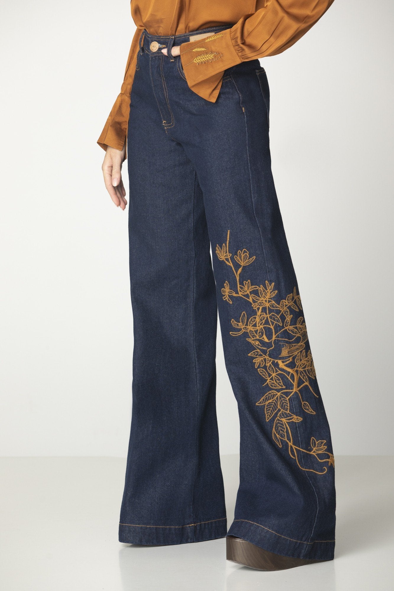 Flared Denim Trousers