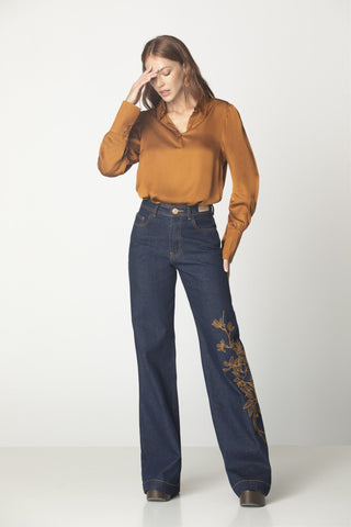 Flared Denim Trousers