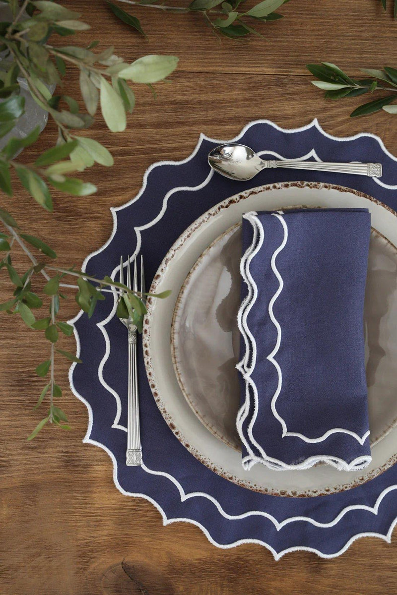 Navy Blue with White Napkin - Aida Home Living