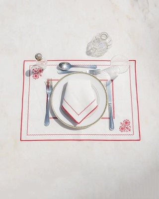 Crib White with Red Napkin