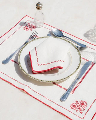 Crib White with Red Napkin