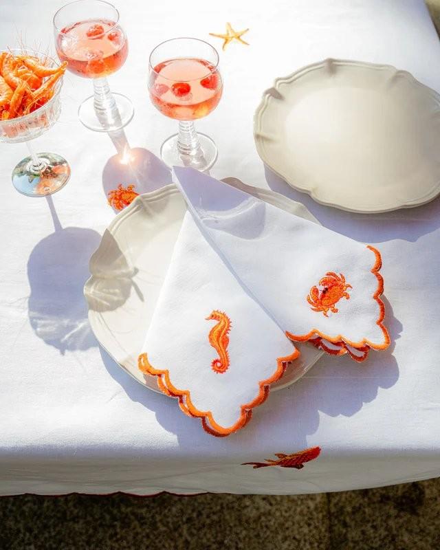 Orange Crab with Curl Napkin
