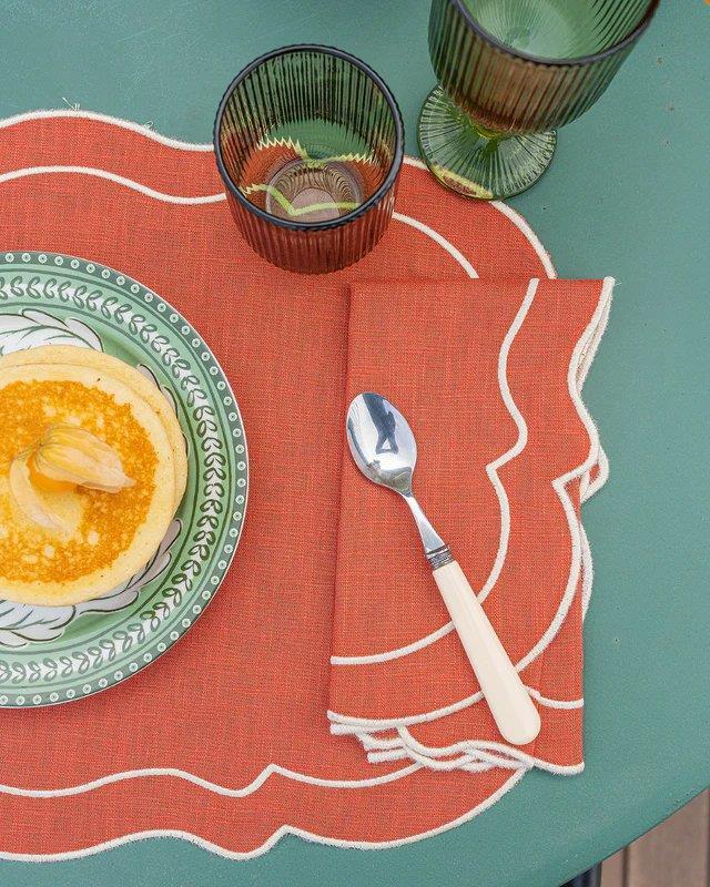 Clou Linen and Cotton Napkin Terracotta & Ecru - Mariaida Home