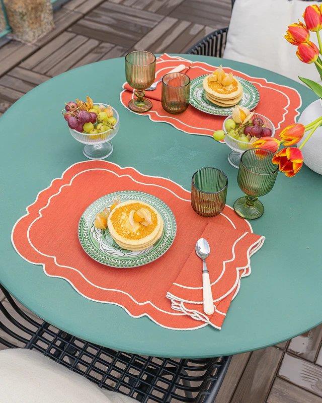 Clou Linen and Cotton Napkin Terracotta & Ecru - Mariaida Home
