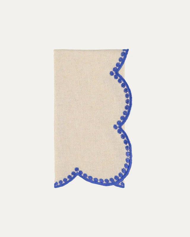 Drops Linen and Cotton Napkin Beige & Blue - Mariaida Home