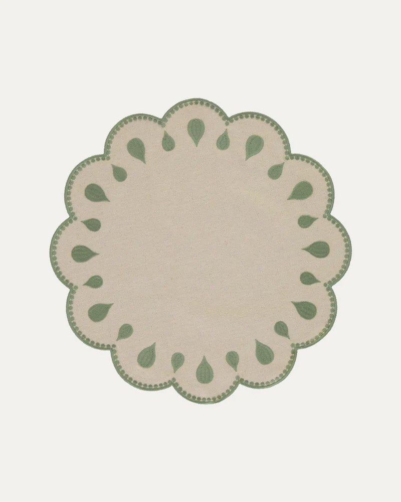 Drops, Beige With Green Placemat - Aida Home Living